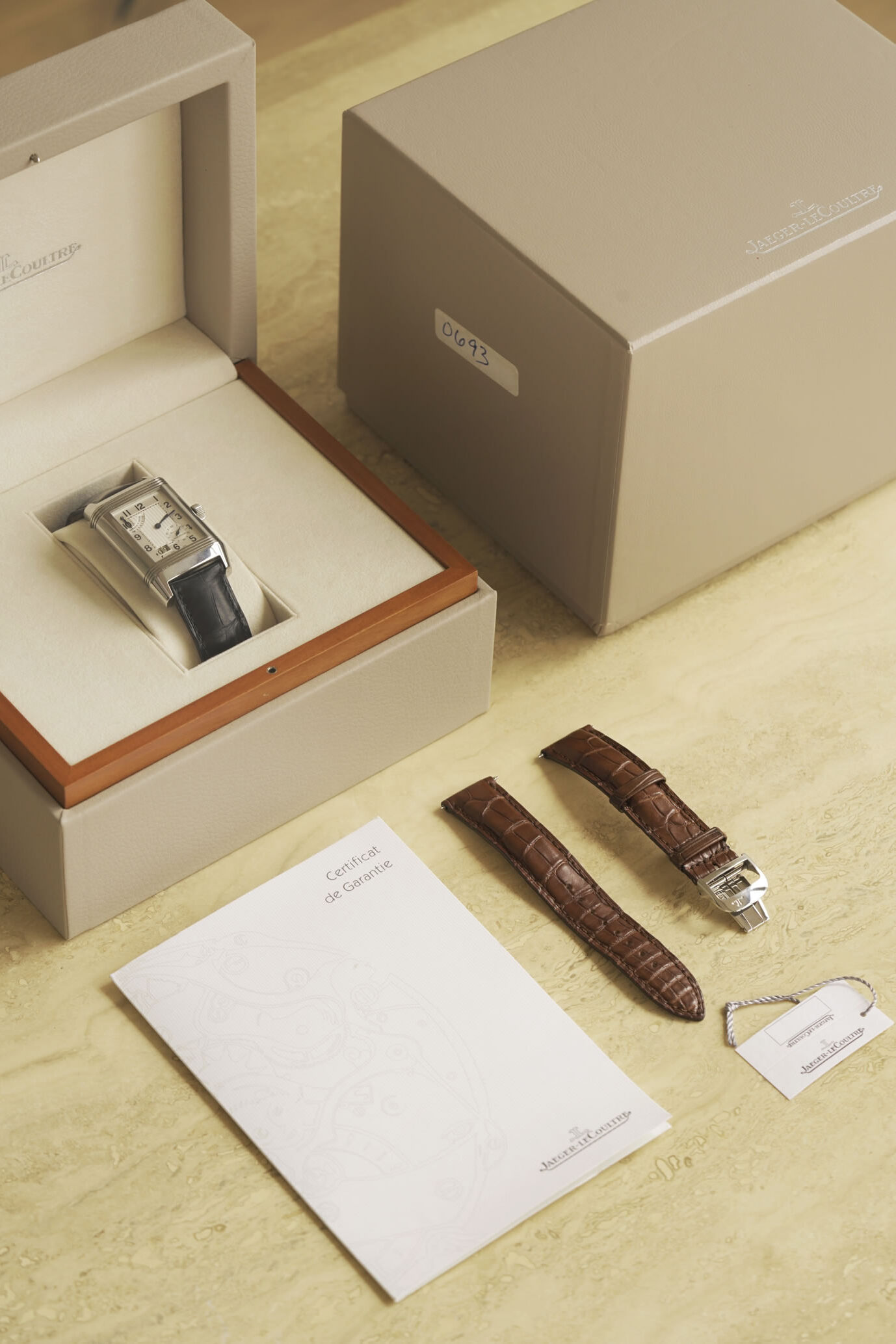 Jaeger LeCoultre Reverso 8 Days ‘Grande Date’ watch plus packaging & certificate
